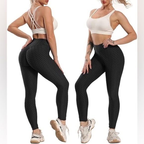 Lulus Black Textured Ruched Leggings - Picture 2 of 6
